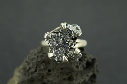 Meteorite Sterling Silver Large Ring