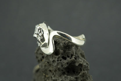 Meteorite Sterling Silver Wave Ring