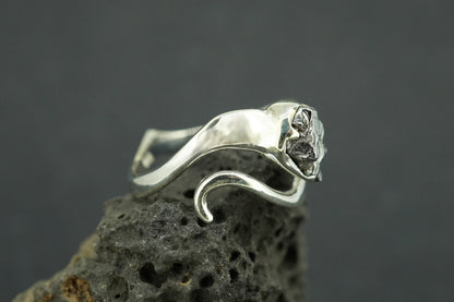 Meteorite Sterling Silver Wave Ring
