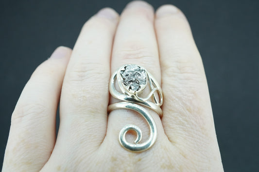 Meteorite Sterling Silver Swirl Ring