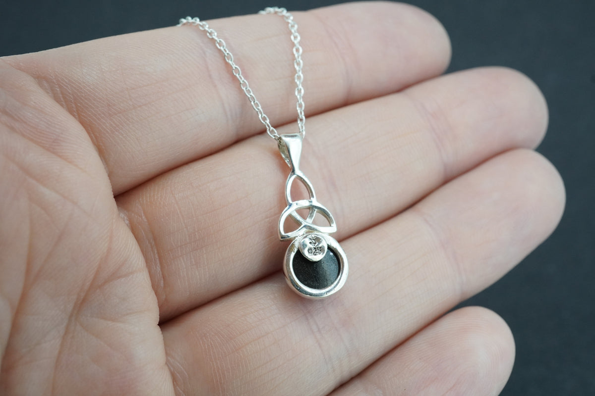 Edinburgh Castle Rock Sterling Silver Round Celtic Pendant