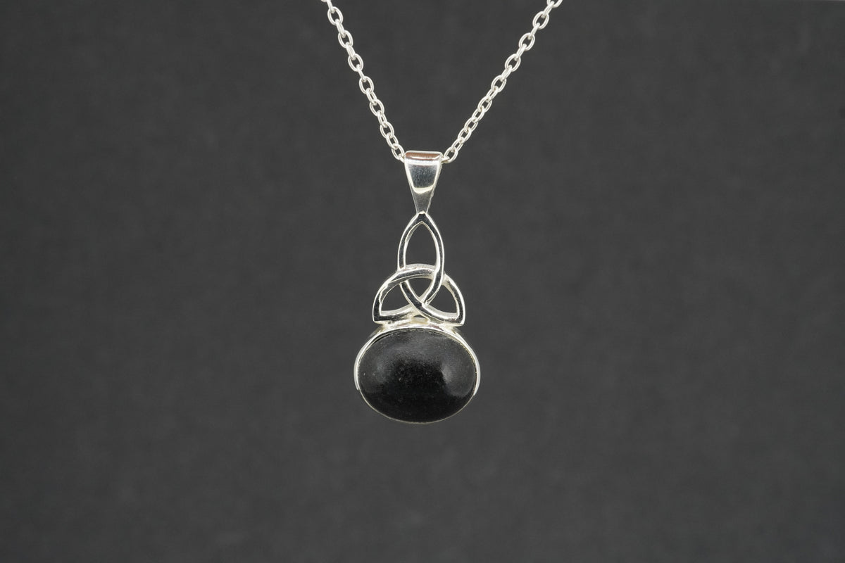 Edinburgh Castle Rock Sterling Silver Oval Celtic Pendant