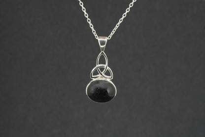 Edinburgh Castle Rock Sterling Silver Oval Celtic Pendant