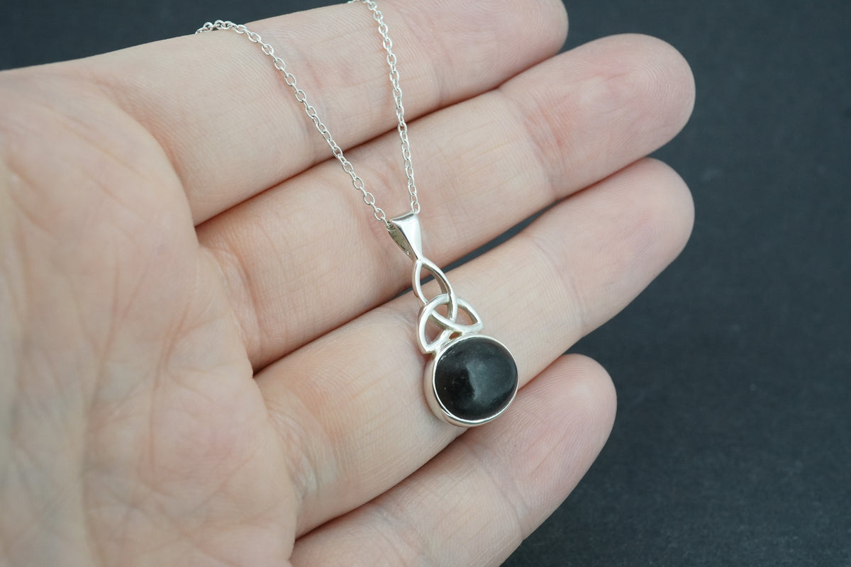 Edinburgh Castle Rock Sterling Silver Oval Celtic Pendant