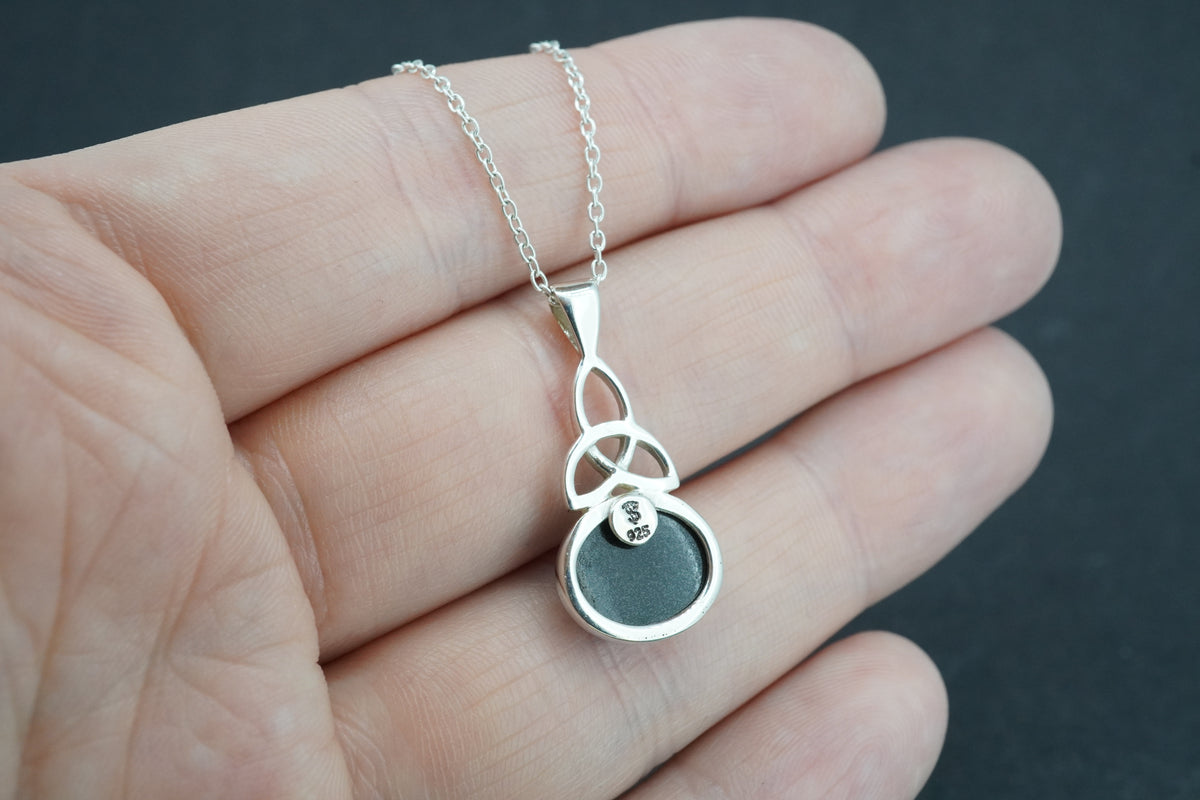 Edinburgh Castle Rock Sterling Silver Oval Celtic Pendant