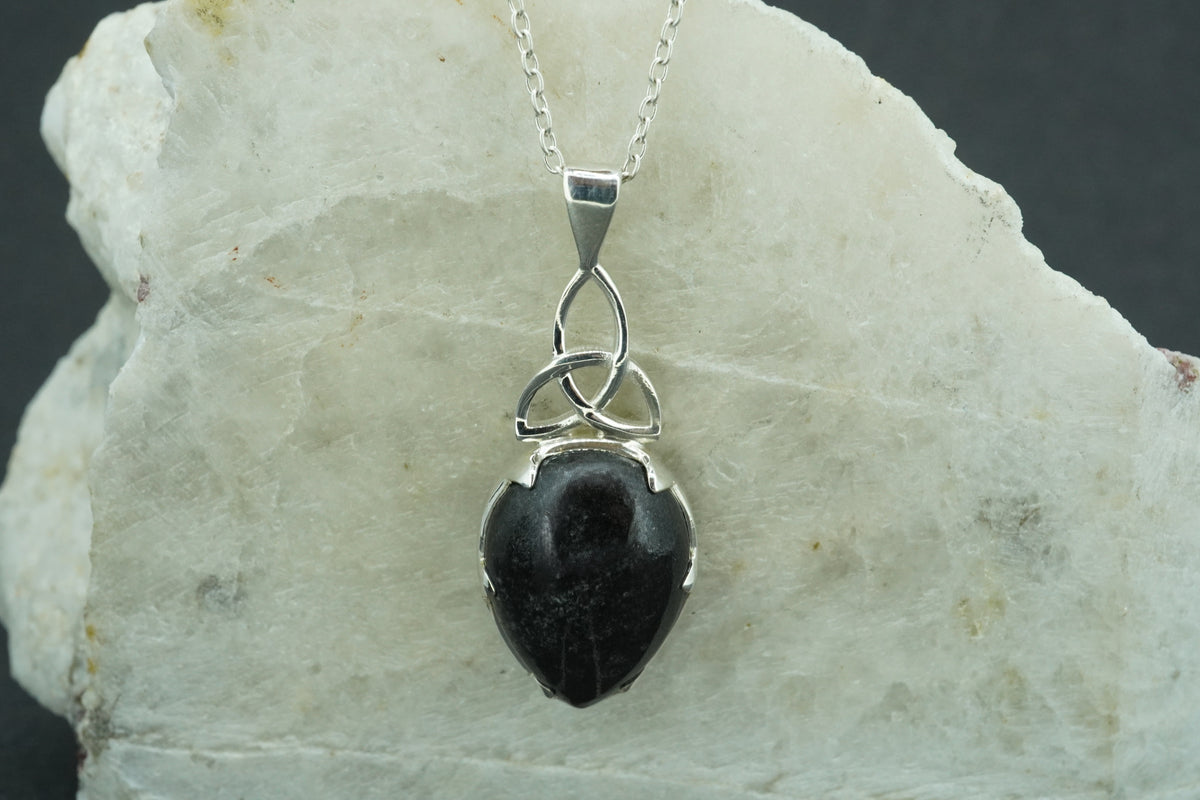 Edinburgh Castle Rock Sterling Silver Drop Celtic Pendant