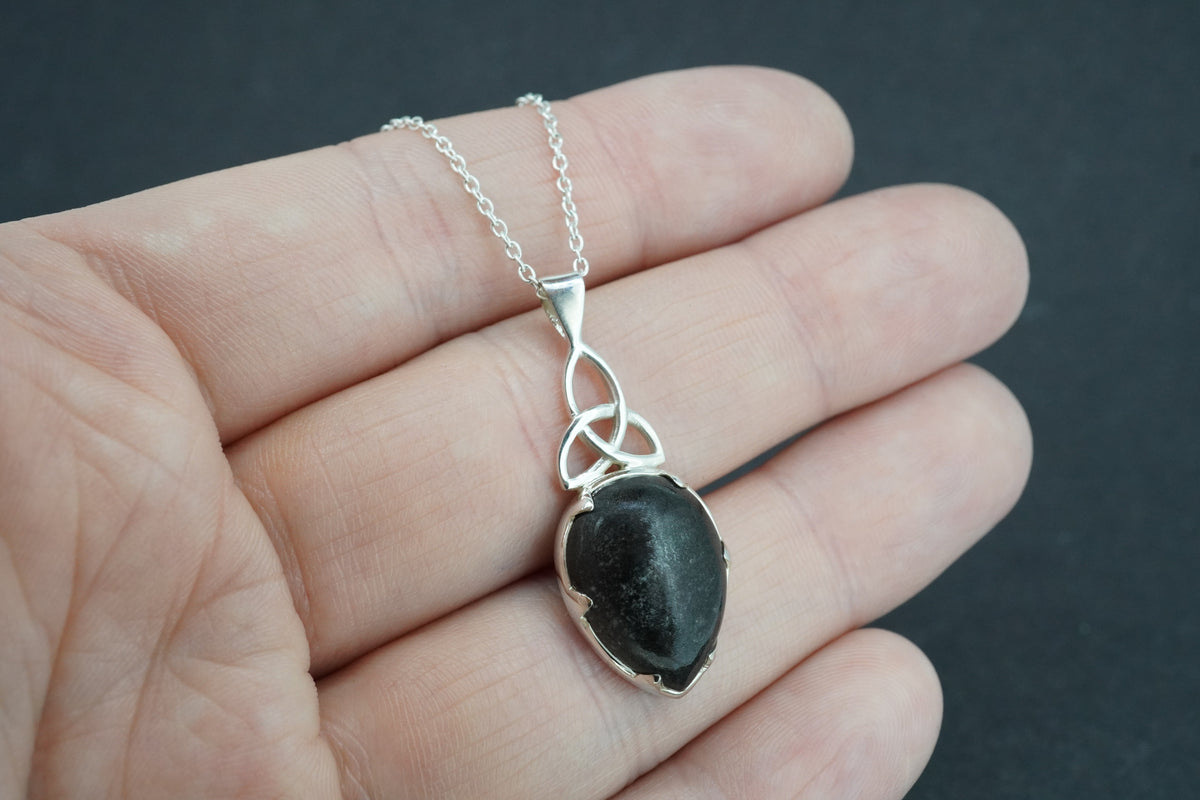 Edinburgh Castle Rock Sterling Silver Drop Celtic Pendant