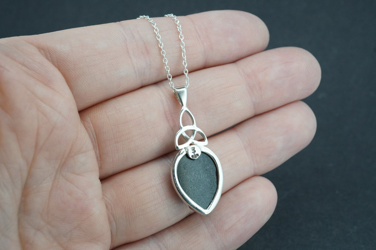 Edinburgh Castle Rock Sterling Silver Drop Celtic Pendant
