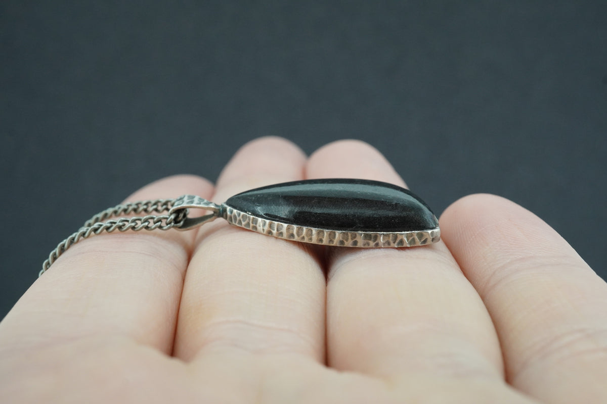 Edinburgh Castle Rock Long Drop Sterling Silver Pendant