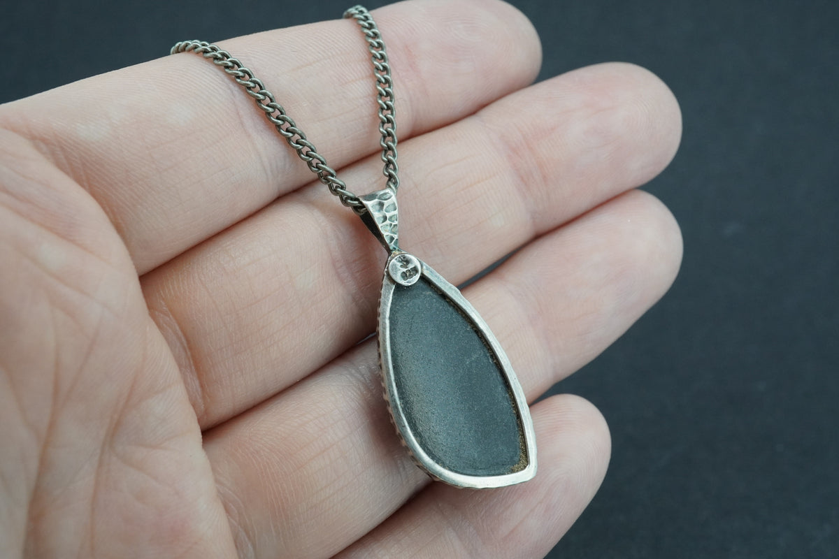 Edinburgh Castle Rock Long Drop Sterling Silver Pendant