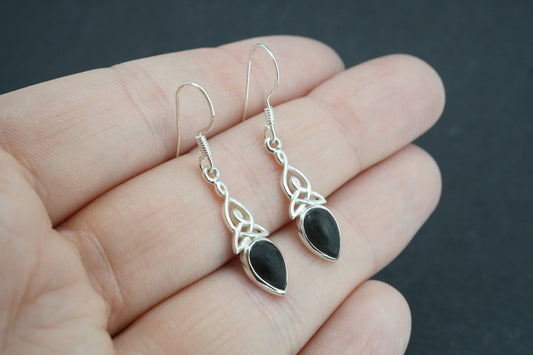 Edinburgh Castle Rock Sterling Silver Drop Celtic Earrings