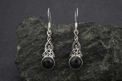 Edinburgh Castle Rock Sterling Silver Round Celtic Drop Earrings