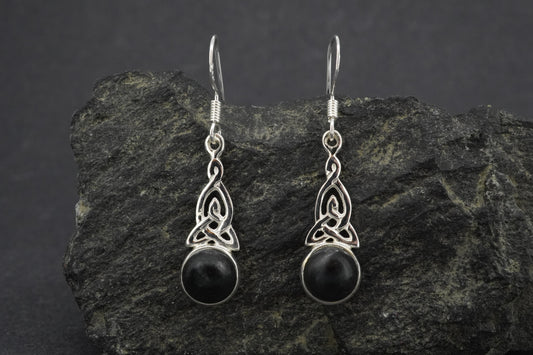 Edinburgh Castle Rock Sterling Silver Round Celtic Drop Earrings