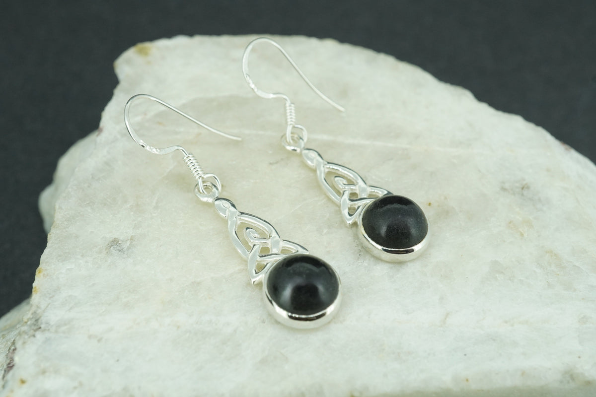 Edinburgh Castle Rock Sterling Silver Round Celtic Drop Earrings