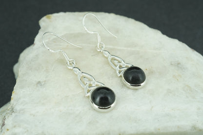 Edinburgh Castle Rock Sterling Silver Round Celtic Drop Earrings