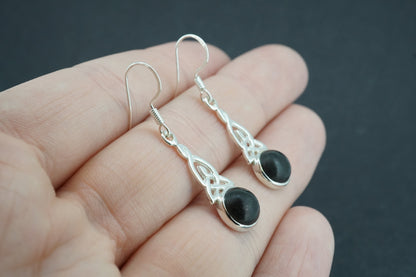 Edinburgh Castle Rock Sterling Silver Round Celtic Drop Earrings