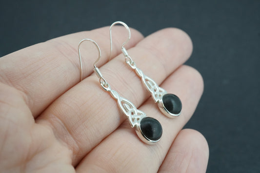 Edinburgh Castle Rock Sterling Silver Round Celtic Drop Earrings