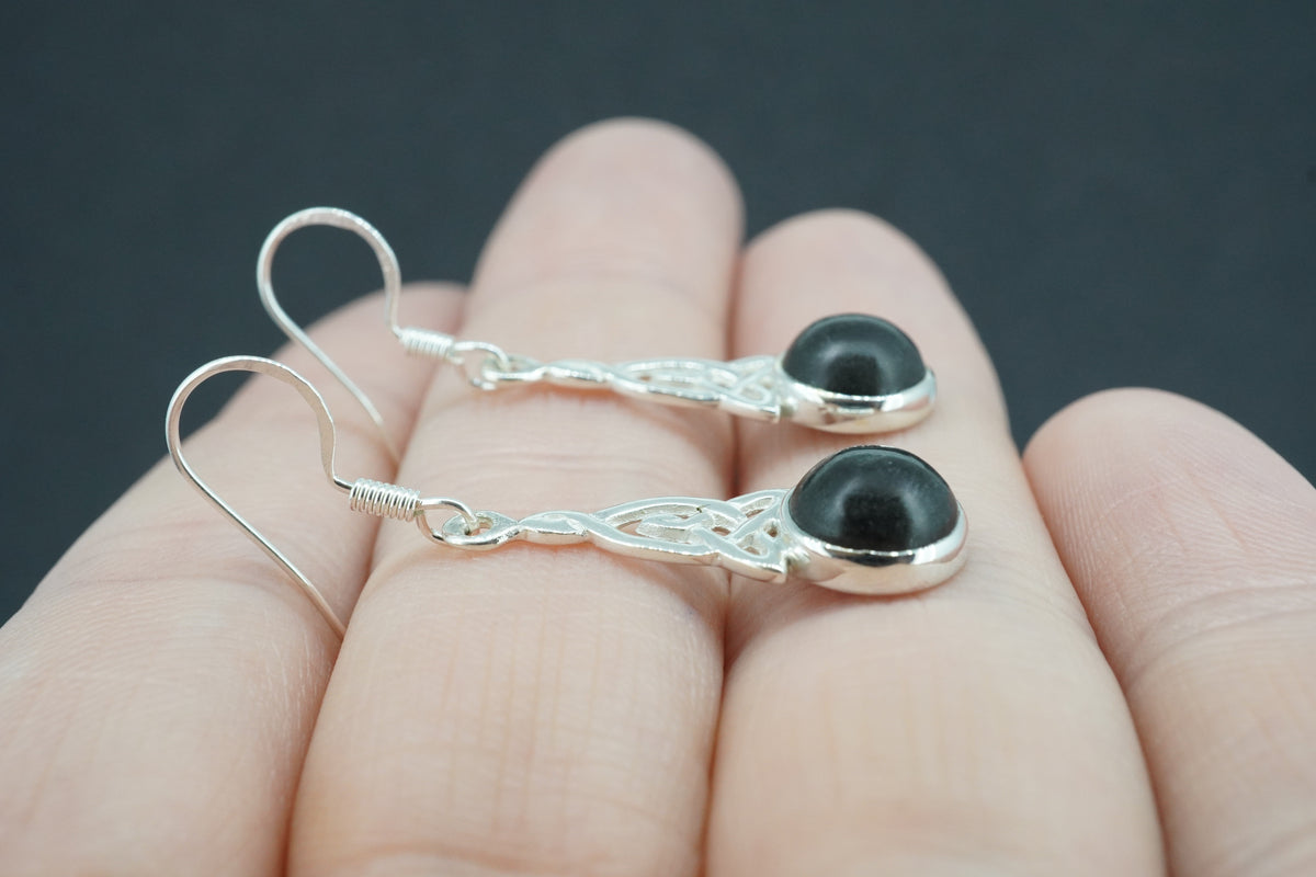 Edinburgh Castle Rock Sterling Silver Round Celtic Drop Earrings
