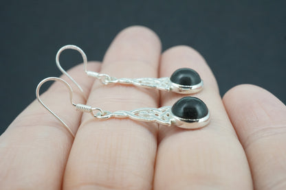 Edinburgh Castle Rock Sterling Silver Round Celtic Drop Earrings