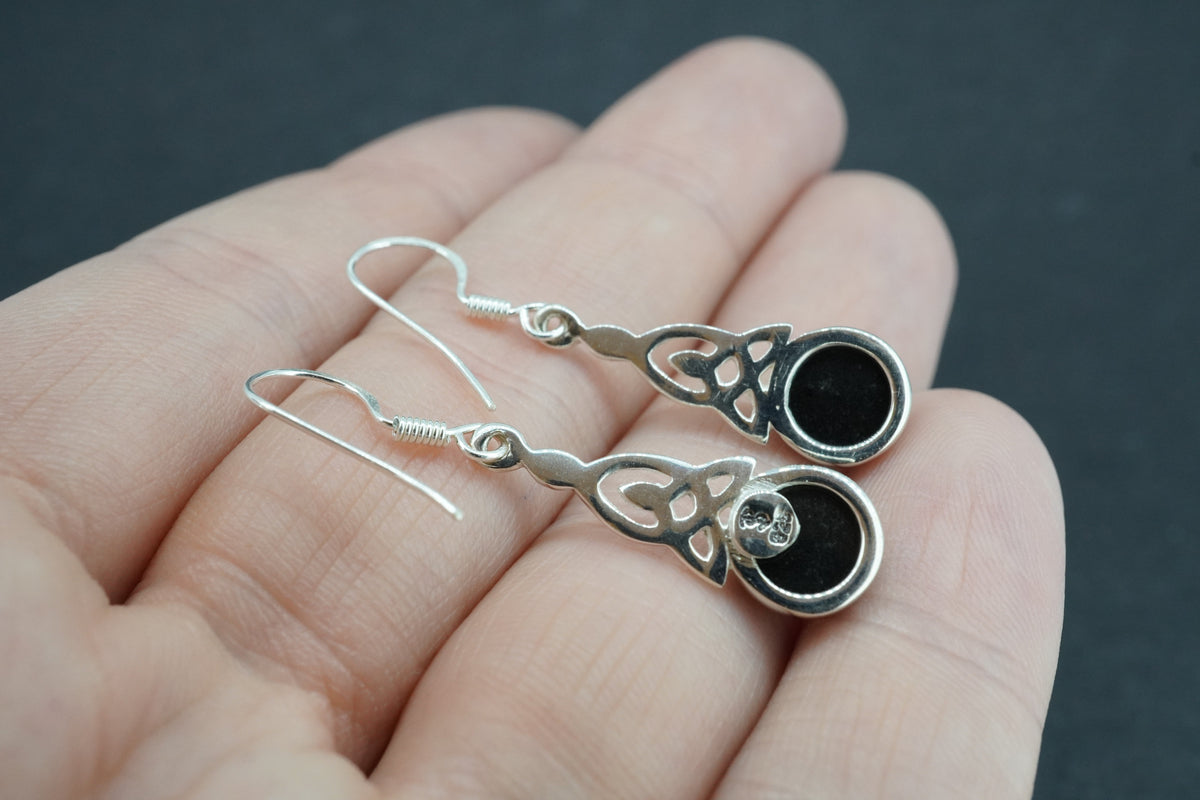 Edinburgh Castle Rock Sterling Silver Round Celtic Drop Earrings