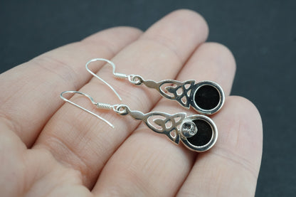 Edinburgh Castle Rock Sterling Silver Round Celtic Drop Earrings