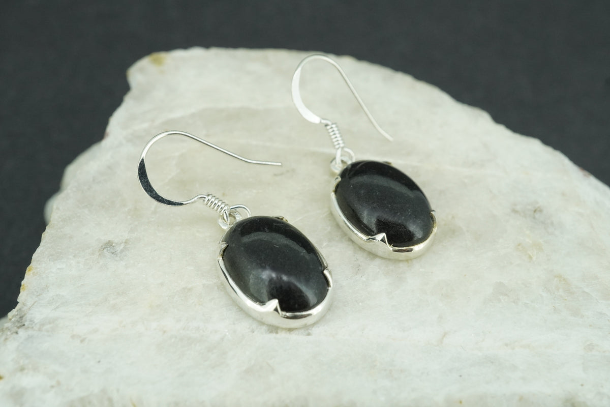 Edinburgh Castle Rock Sterling Silver Oval Drop Earrings