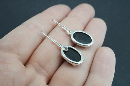 Edinburgh Castle Rock Sterling Silver Oval Drop Earrings