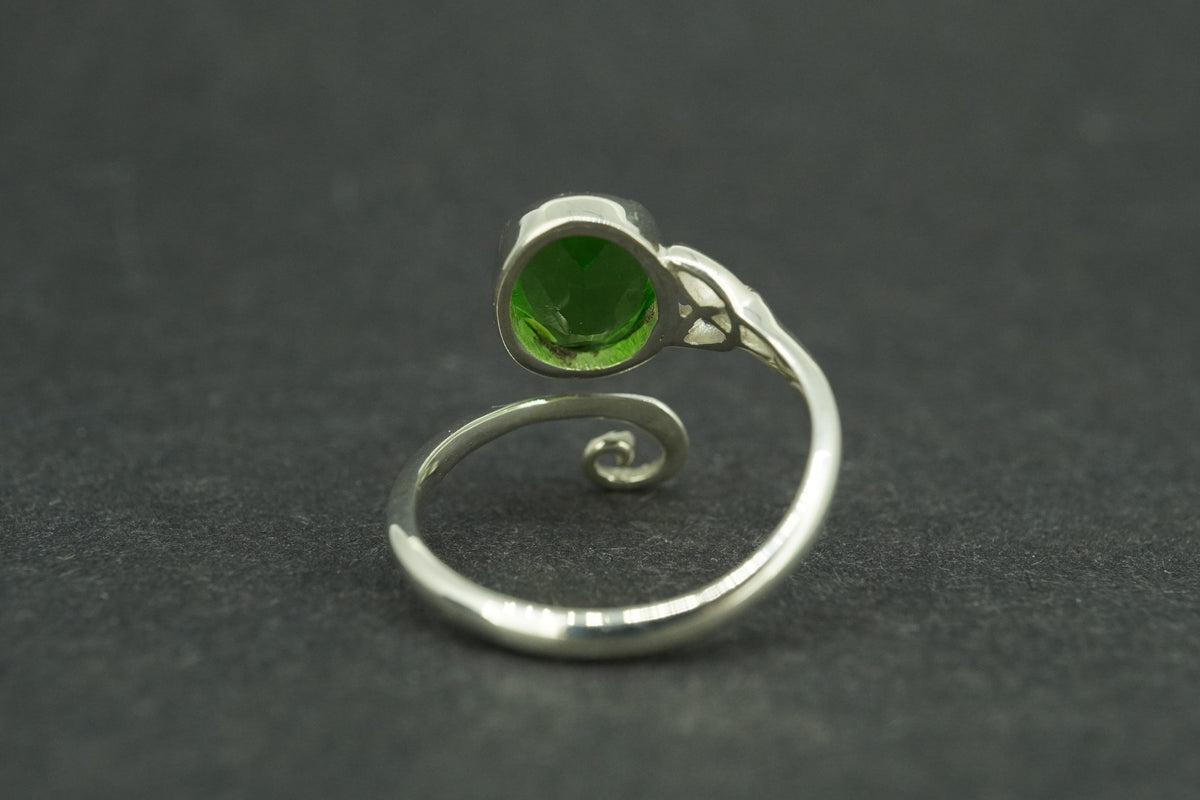 Edinburgh Sea Glass Sterling Silver Green Celtic Ring