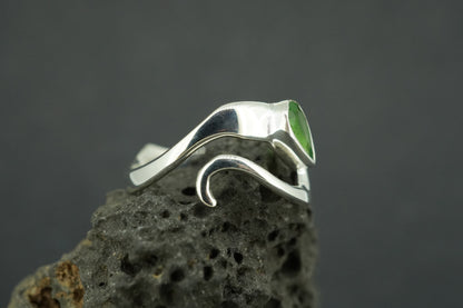 Edinburgh Sea Glass Sterling Silver Green Wave Ring