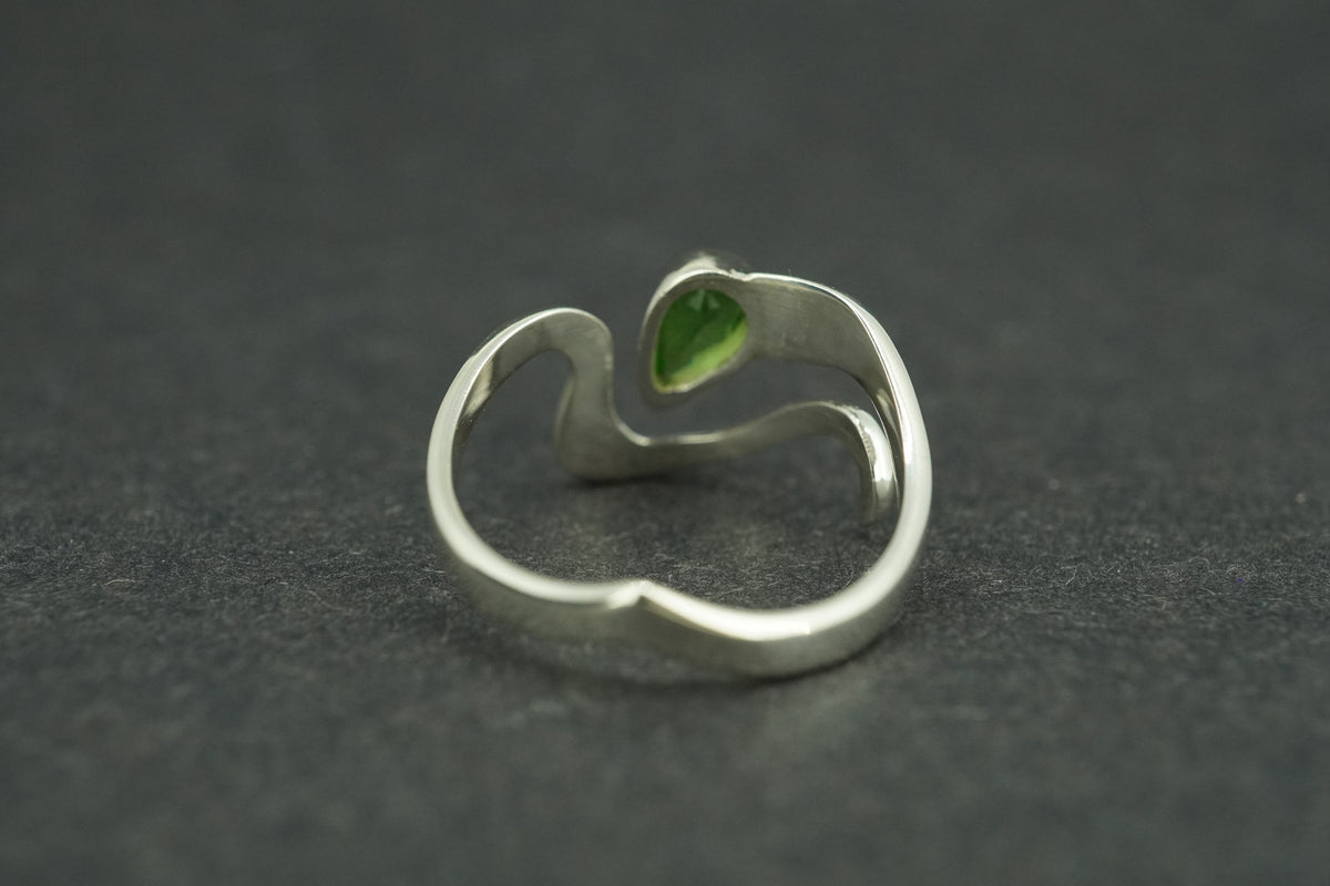 Edinburgh Sea Glass Sterling Silver Green Wave Ring