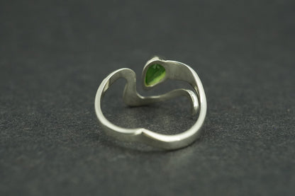 Edinburgh Sea Glass Sterling Silver Green Wave Ring