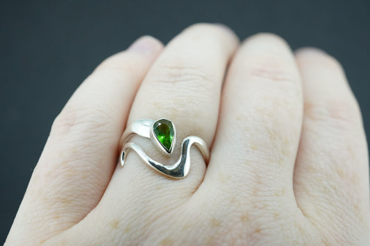 Edinburgh Sea Glass Sterling Silver Green Wave Ring