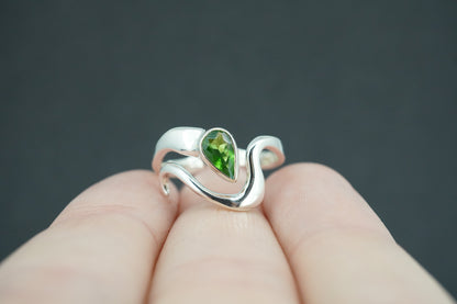 Edinburgh Sea Glass Sterling Silver Green Wave Ring