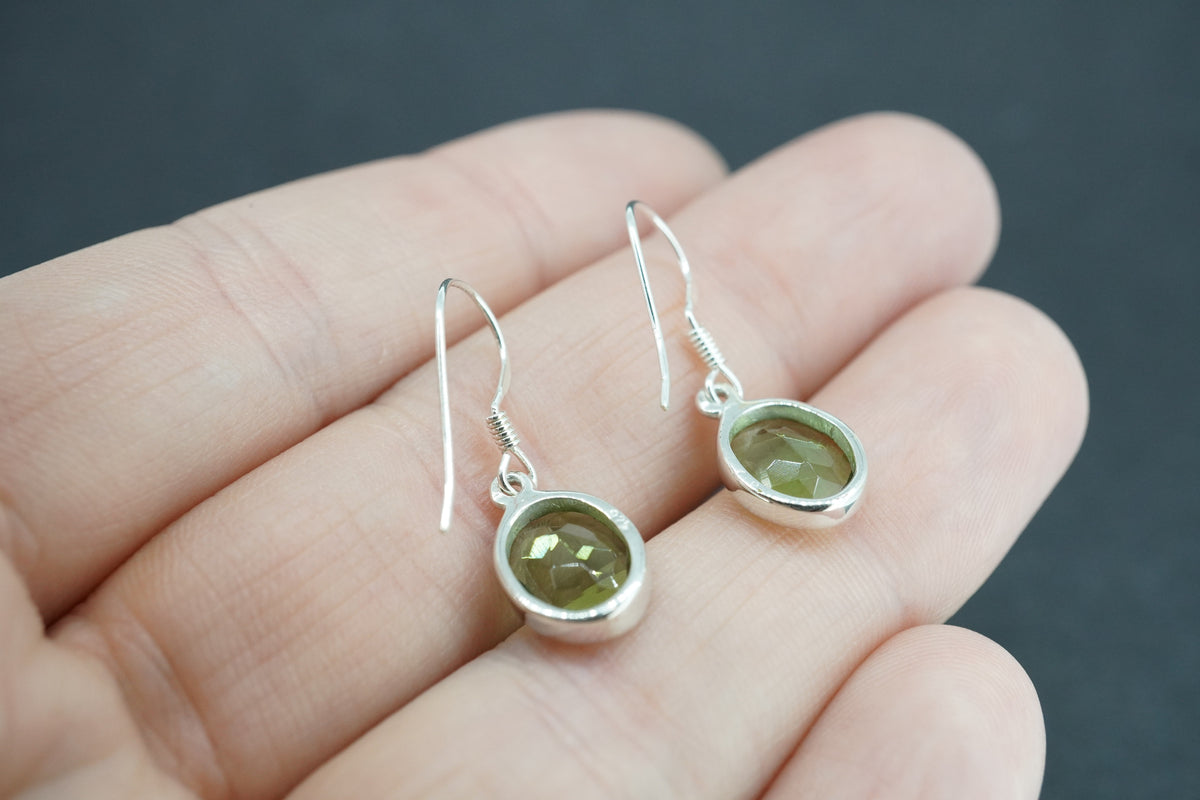 Edinburgh Sea Glass Sterling Silver Green Oval Earrings