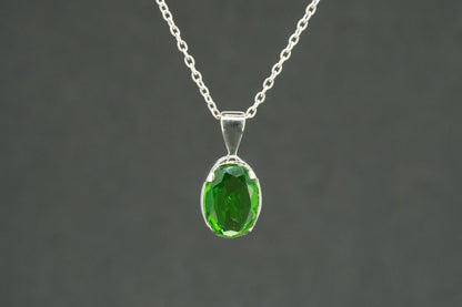 Edinburgh Sea Glass Sterling Silver Green Oval Pendant