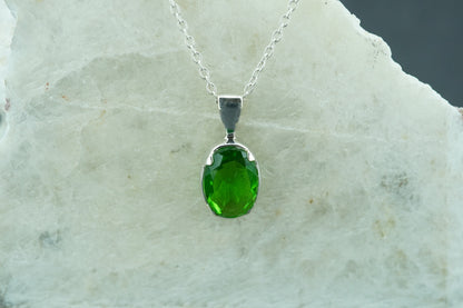 Edinburgh Sea Glass Sterling Silver Green Oval Pendant