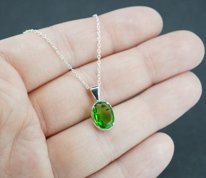 Edinburgh Sea Glass Sterling Silver Green Oval Pendant