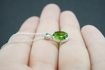 Edinburgh Sea Glass Sterling Silver Green Oval Pendant