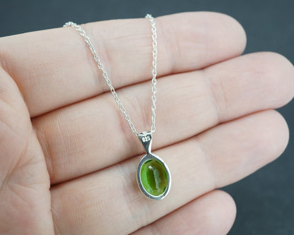 Edinburgh Sea Glass Sterling Silver Green Oval Pendant
