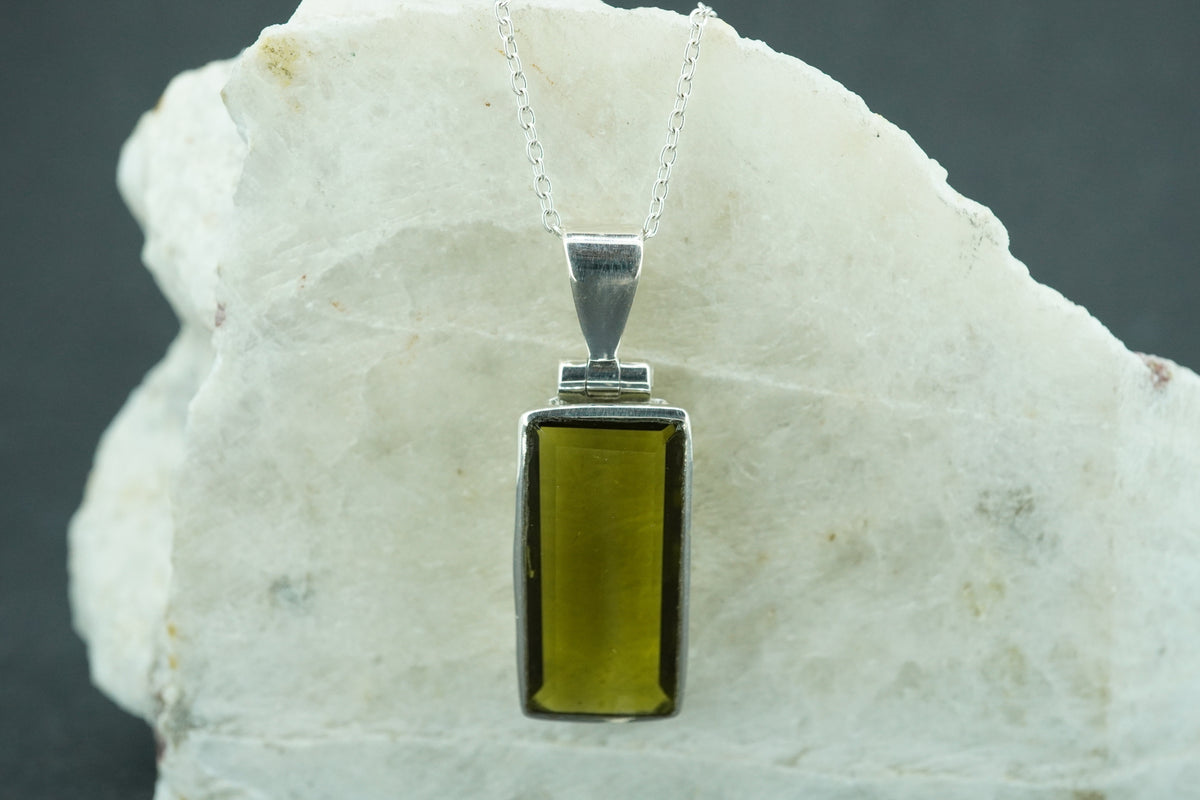 Edinburgh Sea Glass Sterling Silver Rectangular Pendant