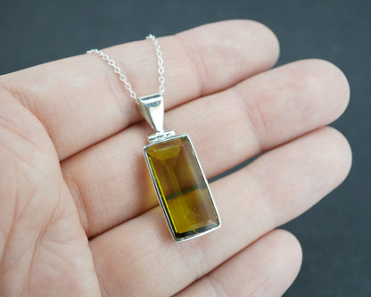 Edinburgh Sea Glass Sterling Silver Rectangular Pendant