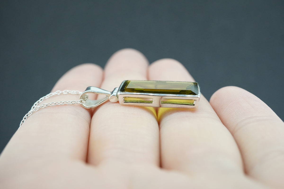 Edinburgh Sea Glass Sterling Silver Rectangular Pendant