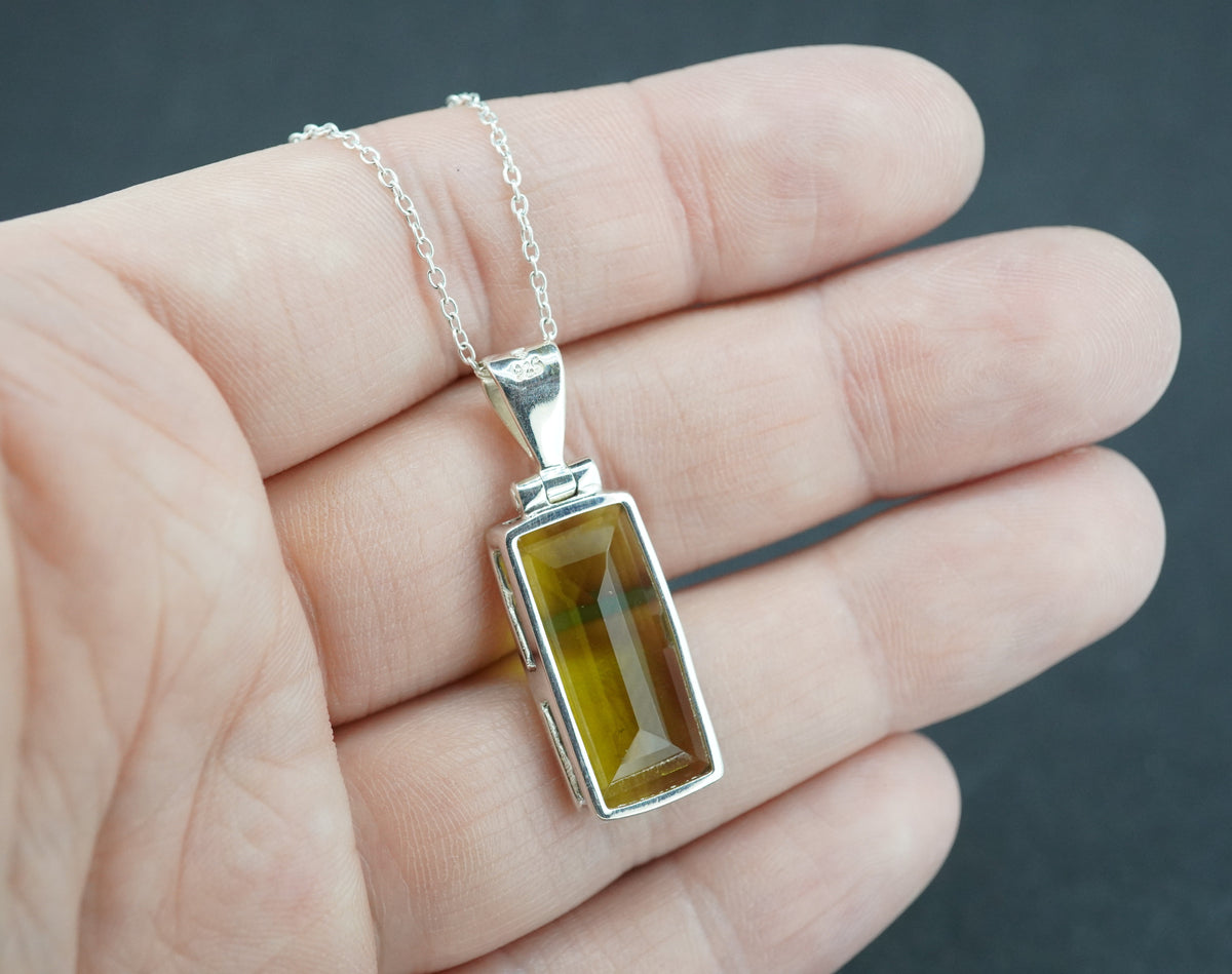 Edinburgh Sea Glass Sterling Silver Rectangular Pendant
