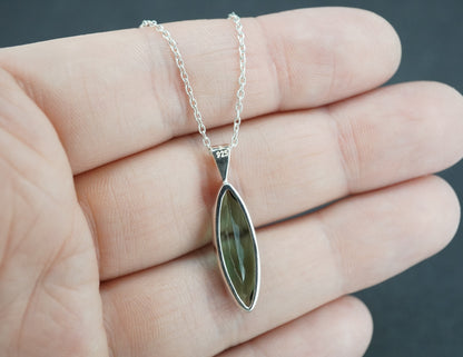 Edinburgh Sea Glass Sterling Silver Marquise Pendant
