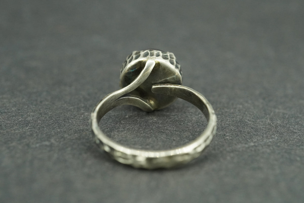Pearl Oxidised Sterling Silver Solitaire Ring