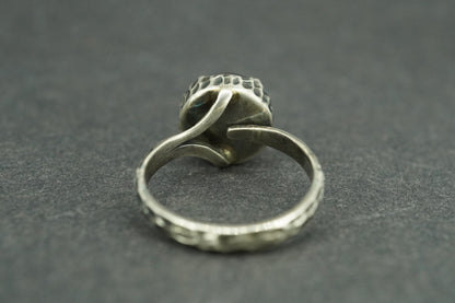 Pearl Oxidised Sterling Silver Solitaire Ring