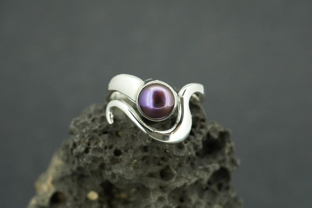 Pearl Sterling Silver Small Wave Ring
