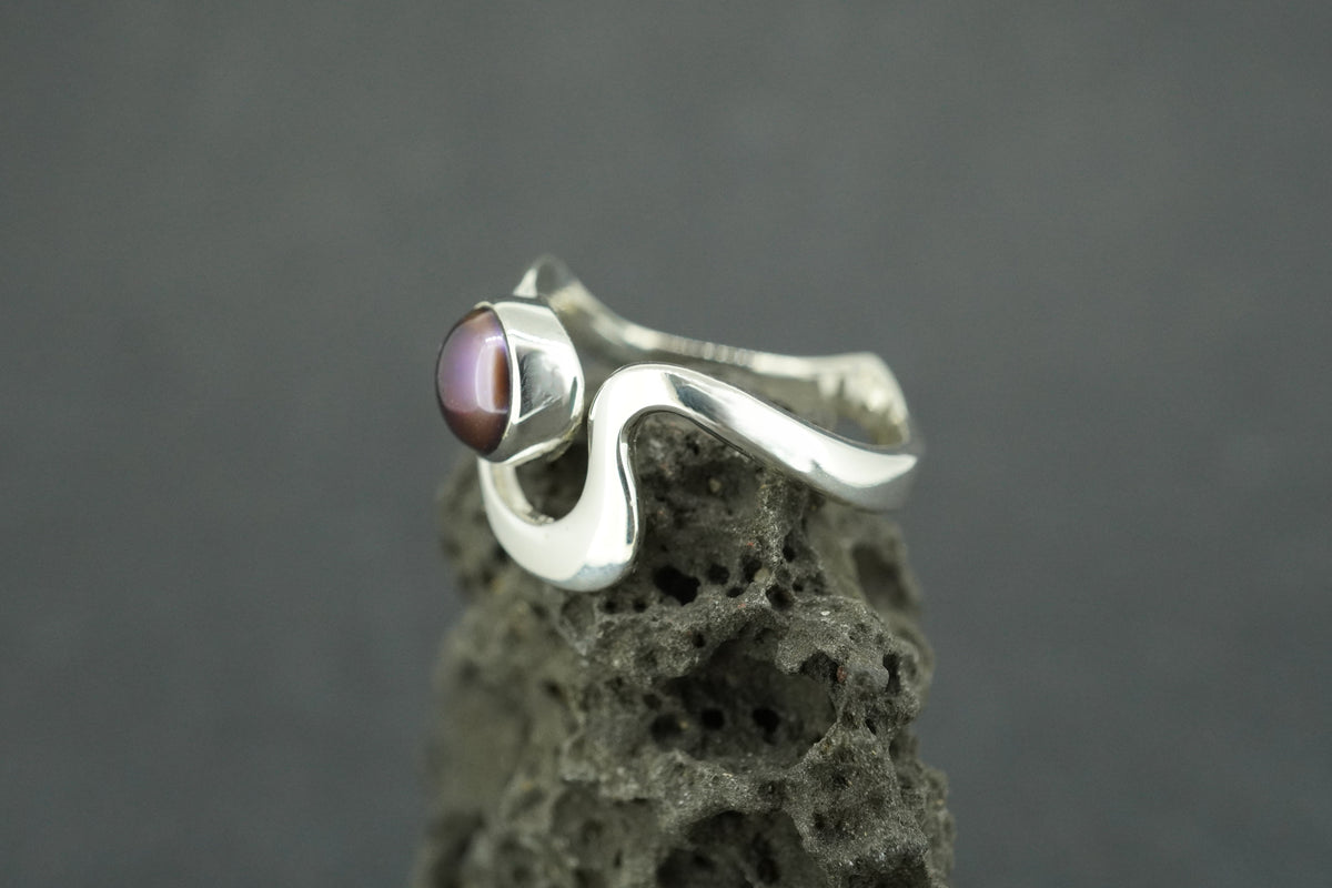 Pearl Sterling Silver Small Wave Ring