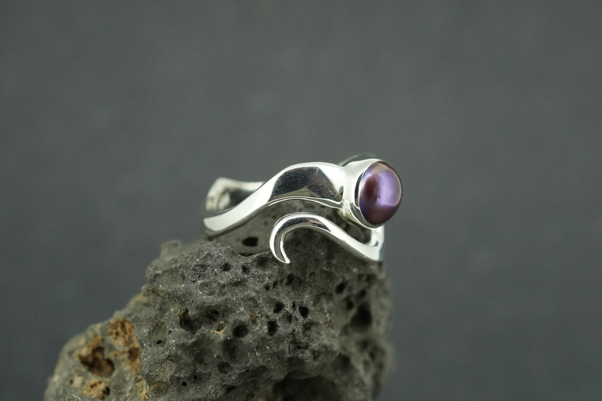 Pearl Sterling Silver Small Wave Ring
