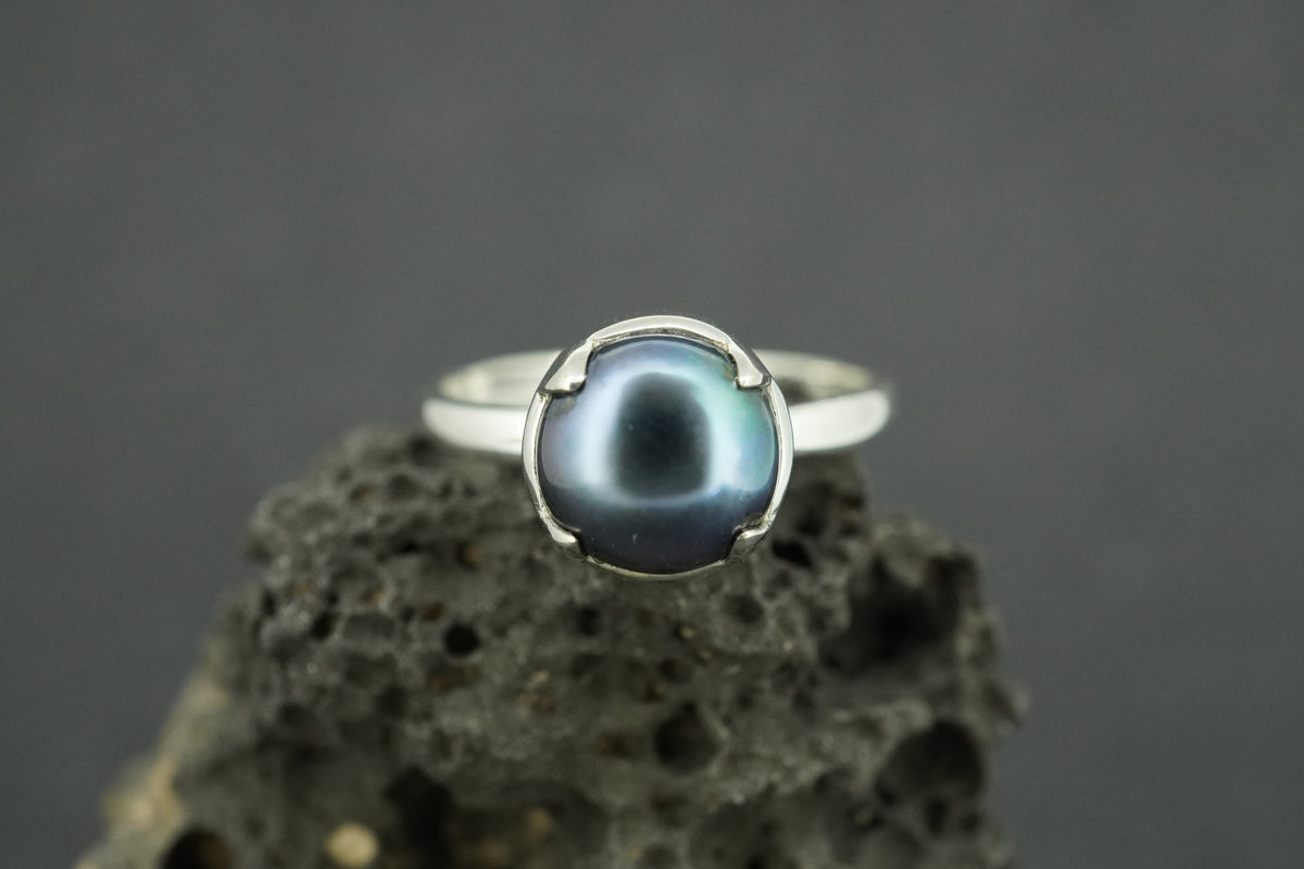 Pearl Sterling Silver Solitaire Ring